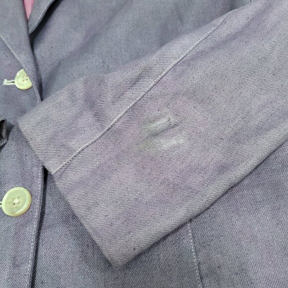 Lauren Ralph Lauren Purple Linen Buttoned Lined Notch Blazer Jacket Size 14 - Picture 5 of 16